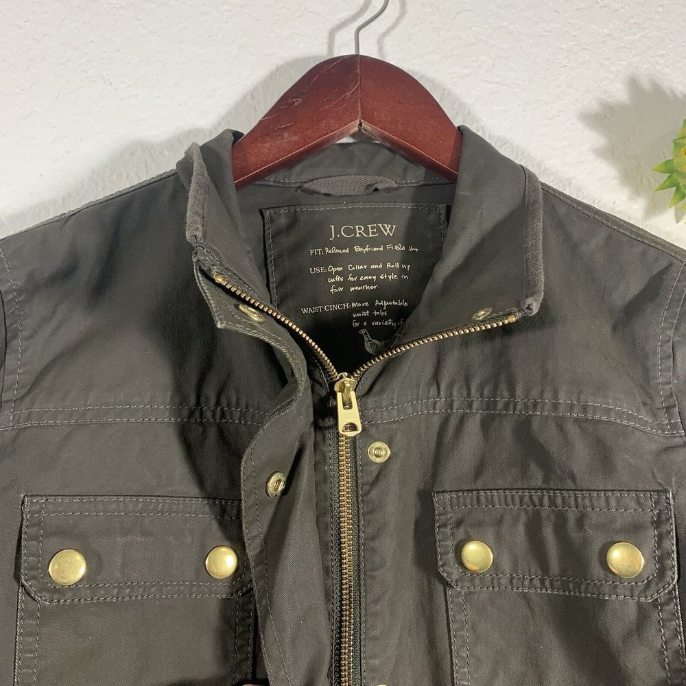 J. Crew Resin Coated Twill Field Olive Green Jacket XS Women’s - Picture 9 of 15